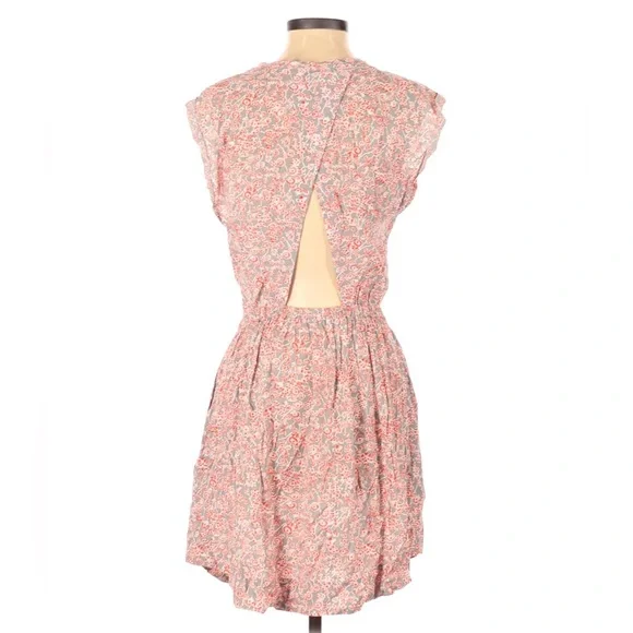 Rebecca Taylor Grey and Red Floral Open Back Dress❤️🤍❤️ - Picture 3 of 12